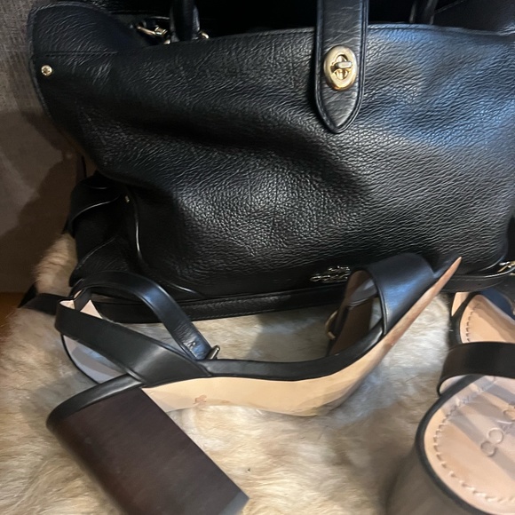 Coach Black Leather Heels Size 10 - Picture 4 of 16